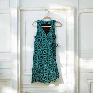 Tommy Hilfiger Side Tie Teal Patterned Dress